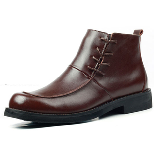  新款冬男靴子高帮靴棉靴雪地靴牛仔靴男式绅士皮靴加毛绒高帮皮鞋