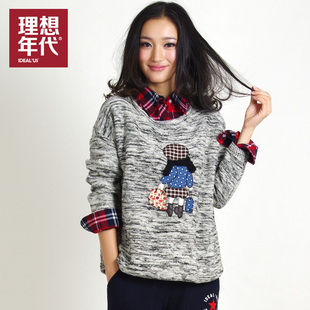  理想年代秋冬装新款毛衣 卡通可爱学生套头衫 毛衣女韩版宽松