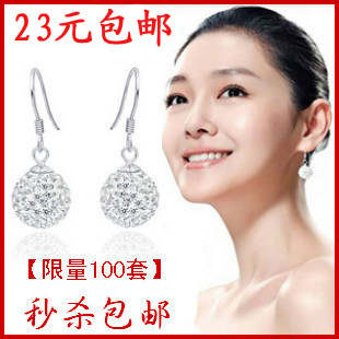  925纯银耳环 女款白雪公主 水晶球耳环【正品不过敏】
