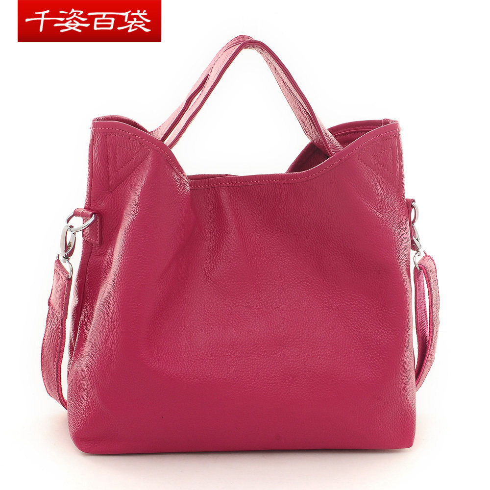 正品超厚头层牛皮<span class=H>手提</span>斜挎两用<span class=H>女</span><span class=H>包</span>/多色入大小版可选