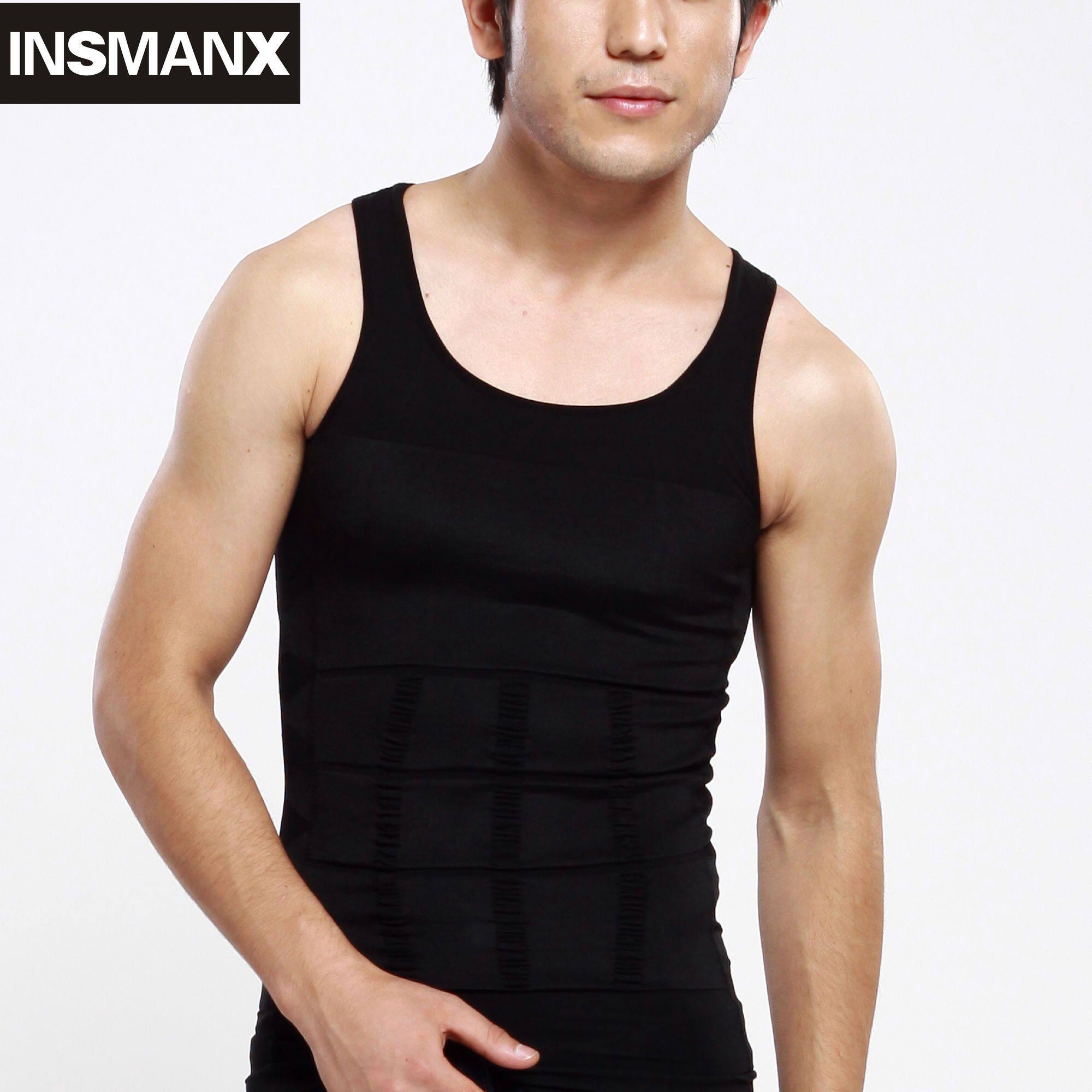 INSMANX men's fitness clothing corset slimming vest tight underwear male stomach waist belly