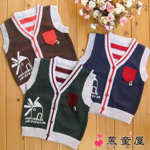 <em>宝宝</em>毛衣背心儿童<em>毛线</em>马甲<em>男童</em>针织<em>开衫</em>女童装