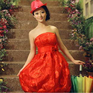 Korean small dress dresses fashion wedding dress bridal gown evening dress Delta short wedding toast bridesmaid dress suit belly band