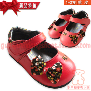韩版真羊皮公主皮鞋 1周岁女童单鞋2岁女宝宝
