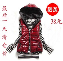 欧时力2012新款韩版时尚百搭带帽羽绒棉马夹背心 马甲女