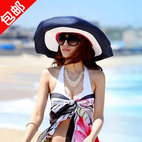 韩国防晒帽草帽沙滩帽大沿遮阳帽太阳帽帽子女士夏天韩版夏季户外