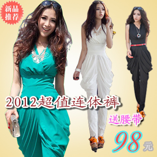  夏装新款女装无袖欧美连衣裤夏季哈伦裤连体裤长裤连衣体裤子