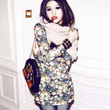 CIAO! H&M同款 客供面料 定制定染花朵图案 弹力修身OPT恤