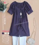 白金天使 盛夏清凉透气不透肉优雅暗紫条纹裙衣长款衬衫1733