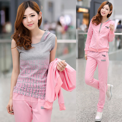 2014春装韩版新款休闲<em>套装女卫衣</em>连帽<em>三件套</em>