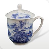 淘瓷缘☆景德镇青花釉中彩骨瓷器茶具茶杯水杯公仆杯【中华锦绣】