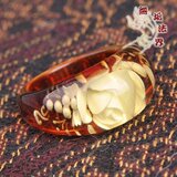 ◆20MM◆佛教七宝-天然血珀 内雕花 吉祥戒指 ■ 高僧加持 包快递