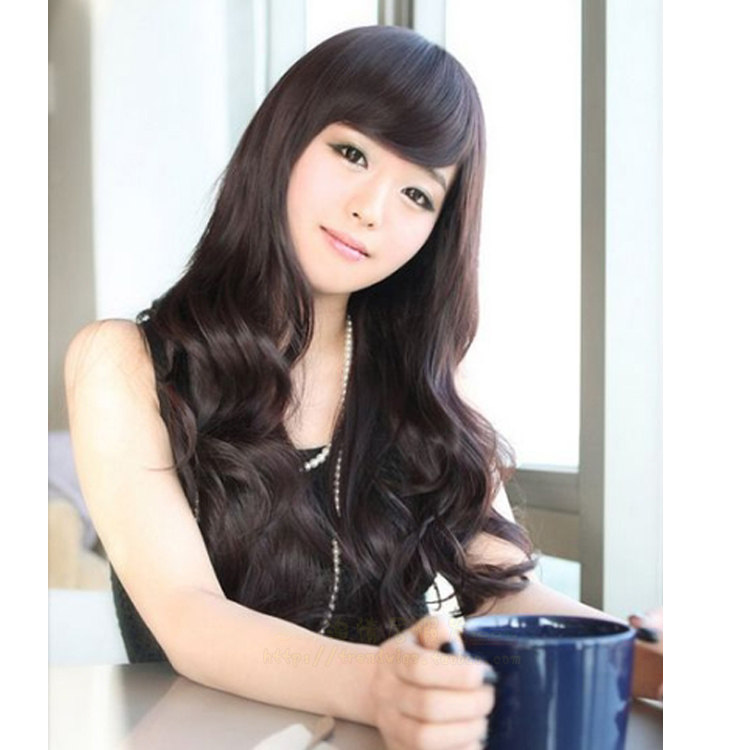 假发 长卷 蓬松 女生假发 斜刘海假发 卷发 长假发 女式假发包邮