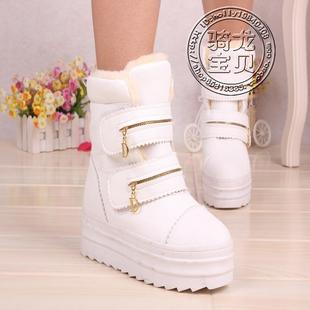  潮秋冬白色雪地靴厚底松糕鞋女鞋高帮鞋新款马丁靴欧美短靴子