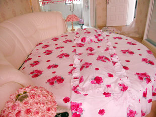 超柔保暖磨绒 圆床床品 定做床罩式圆床用品四