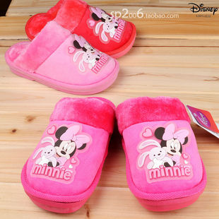  正品迪士尼大童棉拖鞋可爱儿童居家拖鞋防滑厚底保暖拖鞋冬季女童