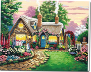 数字油画DIY手绘丙烯装饰画风景童话小屋带内框填色画40*50百款