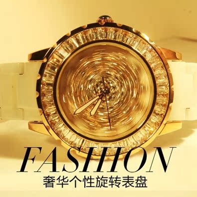 标题优化:新款正品防水陶瓷女表创意女士手表时来运转水钻时装表韩版石英表
