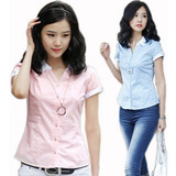 2012夏季新款韩版修身气质短袖女衬衫浪漫一身风职业休闲衬衣 女
