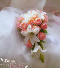 特价包邮2012新款欧式新瀑布式新娘手捧花 百合手花 婚礼婚纱道具