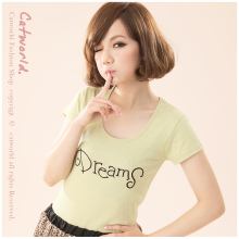 台湾馆Catworld~春装2012新款特11302464修身舒感DREAMS绣字T恤