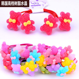  新款韩国版水晶蝴蝶结小熊发绳/发圈/儿童女宝宝发饰头花饰品