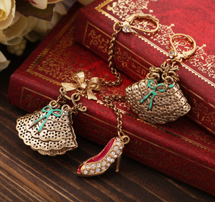  饰品耳环批发厂家直销 闪钻镶嵌高跟鞋 镂空小裙子不对称耳环