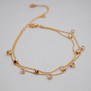  小满钻小清新 双层 珠链 颗粒钻 韩国饰品 首饰 脚链 Z1