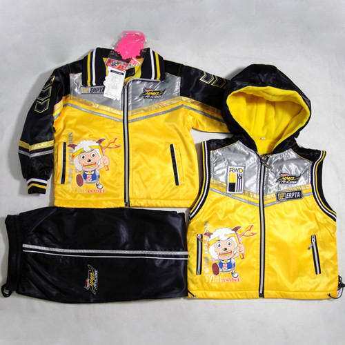 09年最新钻石棉冬装三件套装正品妙莲华喜洋洋外贸童装992#黄