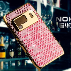 新款诺基亚N8手机壳创意条纹电镀金属臻金保护套nokia配件