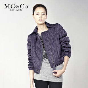 MO&amp;Co. 摩安珂 M94COD18短款翻领棉衣 纯色拉链门襟女棉服