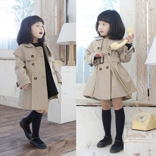 韩版秋装3-4-5-7-8岁女童宝宝小女孩公主儿童中长款风衣外套