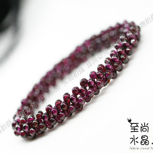  包邮正品天然玫红石榴石手链甜美时尚美容养颜手工编织高档时尚