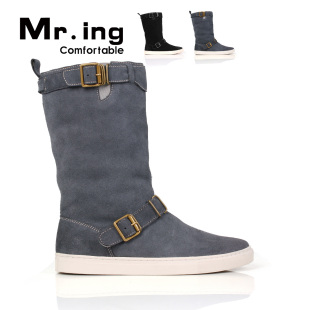 Mr.ing high matte leather combined with comfortable warm cashmere couples boots boots casual shoes men's shoes H065