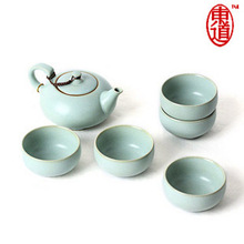 恒福东道汝窑茶具正品陶瓷功夫茶具套装特价包邮开片喜乐壶组茶杯