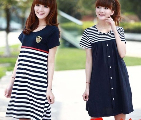 孕妇连衣裙夏装 韩版短袖纯棉大码孕妇裙 时尚