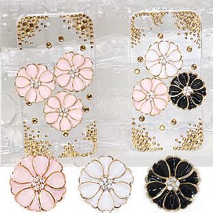  41A01手机贴钻iphone4s手机壳材料包 钻心山茶花 diy饰品配件批发