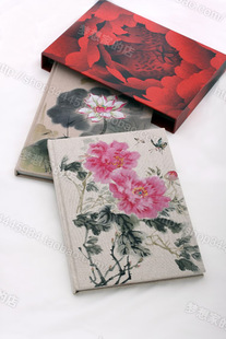 古装手绘牡丹&荷花仿古精装印刷双子相册\/画