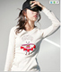 春季新款 韩版 修身百搭 可爱小爱心纯棉长袖T恤
