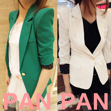 【PANPAN】XF-112 夏天可以穿的糖果绿厚纱袖点小西装  绿/白