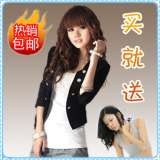 秋季韩版新款双排单扣OL气质修身短款小西装小西服黑色上衣女款