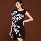 珀图 2012春夏装新款欧美大码女装气质时尚印花修身显瘦连衣裙子