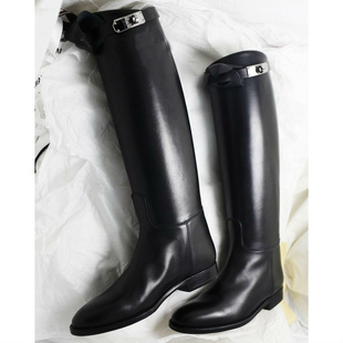  欧洲站鞋新款女鞋秋粗腿围高筒靴真皮靴子女春秋长靴棉靴冬季加厚