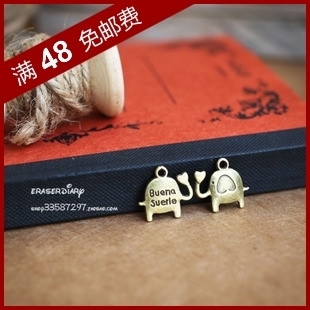  DIY饰品材料配件 15mm 古铜色  双面 爱心刻字小象 挂饰163#-F