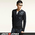 JackJones/杰克琼斯涂层花纹双层领T恤(黑/Black)|209102014