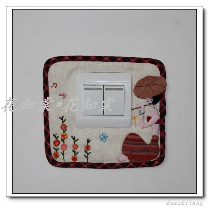 86 Type switch cover Cotton and hemp switch sleeve manual Fabric art Switch Sticker Chinese style Socket stickers 8.5*8.5in the Home Fabric , Dust protection cover , Switch Cover category - from Buy2taobao.com to provide professional Taobao agent buy service