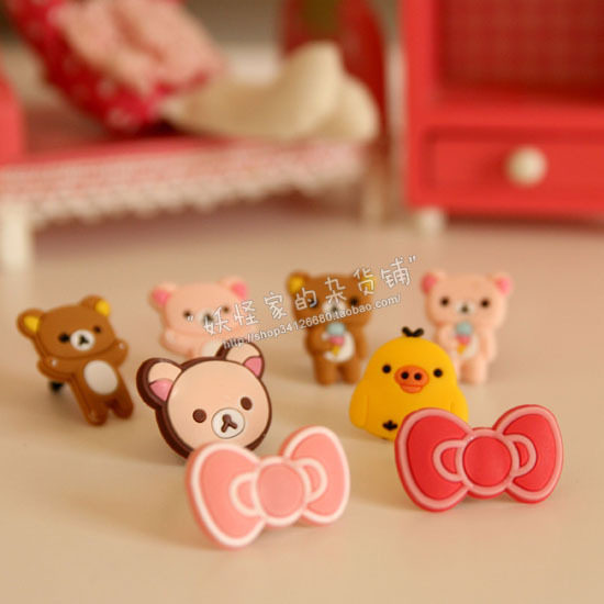 妖怪 rilakkuma轻松熊 耳机孔防尘塞适合手机IPHONE4-多色8g#pg