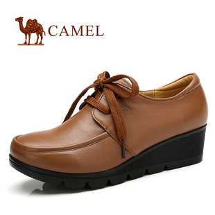  Camel 骆驼 头层牛皮休闲女鞋 休闲妈妈单鞋 新款81550600