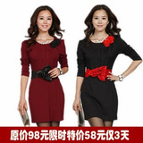 正品2011秋装新款气质修身伴娘礼服褶皱韩版长袖连衣裙特价热卖