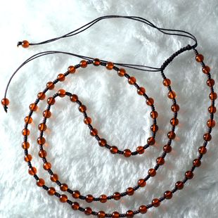 福缘琥珀】波罗的海天然血珀4mm圆珠打结项